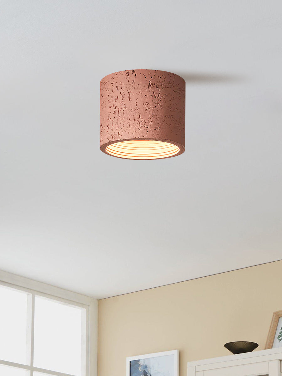 Cilindrische plafondlamp van travertijn – LED verlichting voor moderne interieurs | Sansoti