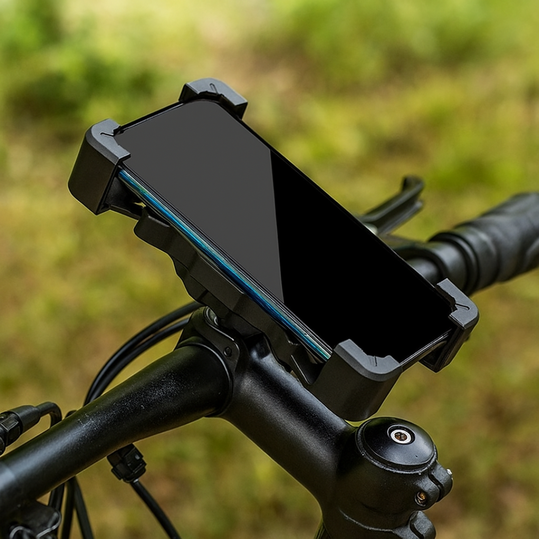 Support universel pour smartphone à vélo, aluminium noir, rotation à 360° pour une navigation sécurisée à vélo | Sansoti