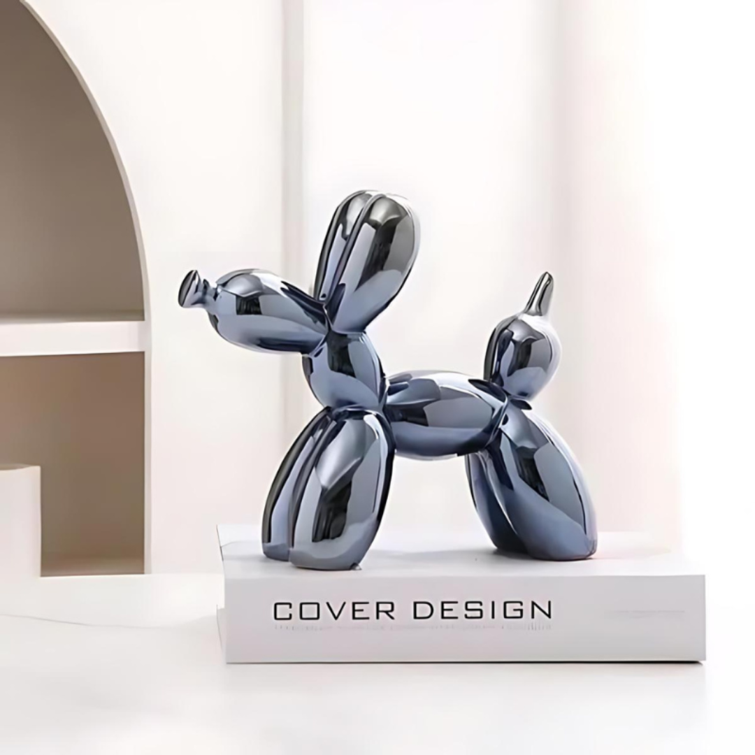 Keramische Ballonhund-Skulptur 18×22cm, skandinavisches Design, dekoratives Kunstobjekt für Wohnzimmer und modernes Interieur | Sansoti