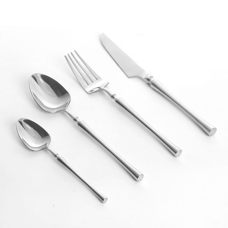 Service de couverts 24 pièces pour 6 personnes en acier inoxydable, couteaux, fourchettes, cuillères et cuillères à café, set de table complet | Sansoti