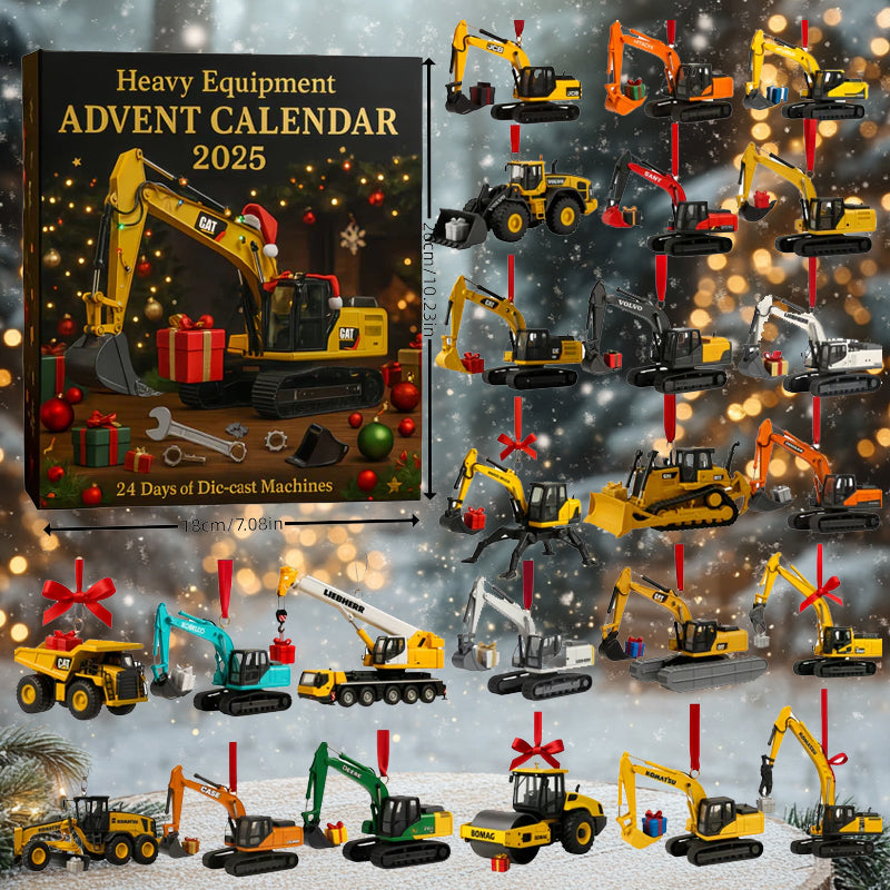 Advent calendar construction vehicles 24 miniature metal machines excavator crane bulldozer children's Christmas toys | Sansoti