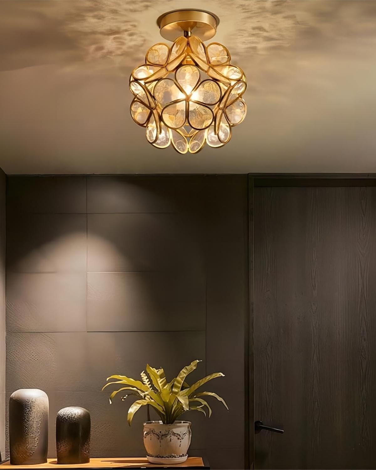 Moderne Deckenleuchte mit Blumendesign aus Acryl und goldfarbenem Eisen – luxuriöse LED-Designerleuchte 20 cm | Restfield