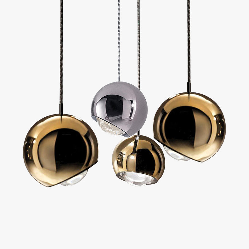 Suspension sphérique Or Argent Métal Acrylique Salle à manger Salon Chambre à coucher Design moderne Plafonnier | Sansoti