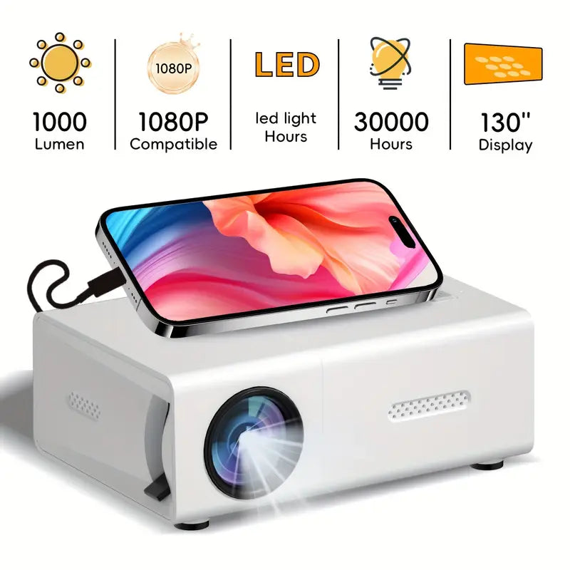 Compacte LED-projector 720P draadloos HDMI USB compatibel thuisbioscoop presentaties kantoor entertainment | Sansoti