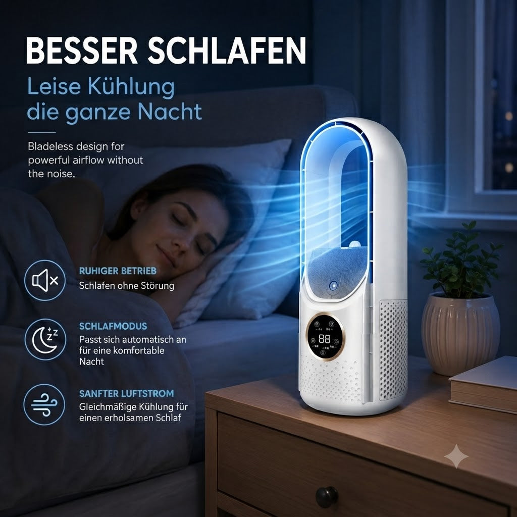 Torenventilator zonder Bladen Stil Ontwerp met Slaapstand voor Rustige Koeling Energie-efficiënt Compact Ideaal voor Slaapkamer Kantoor Woonkamer Nachtkastje Bureau | Sansoti
