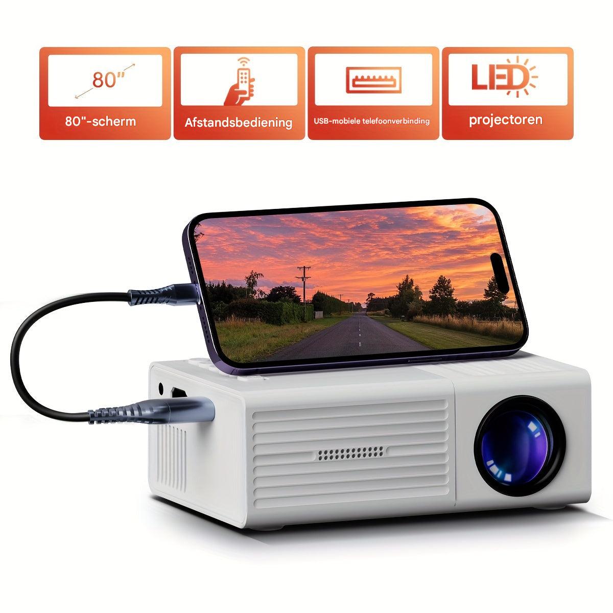 Mini LED Beamer Compact Projector 3000 Lumen HD Thuisbioscoop Films Presentaties Gaming HDMI USB AV Multimedia | Sansoti