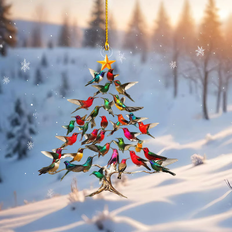 Ornement de Noël en verre cristallin en forme d’oiseau Réflexion de la lumière Décoration suspendue pour sapin de Noël et fenêtre Éclat coloré | Sansoti
