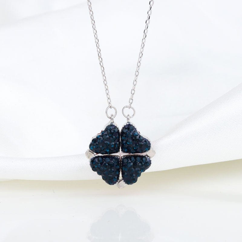 Wendbare silberne Herzkette, doppelseitiger magnetischer Blumenanhänger, elegantes Schmuckgeschenk für Frauen | Sansoti