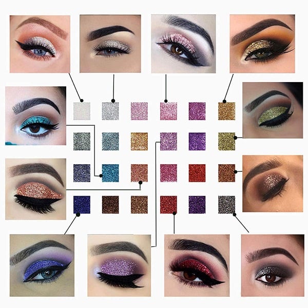 10-Kleurige Glitteroogschaduw Palet – Hoogglans Shimmer Poeder Make-up voor Glamoureuze Oogmake-up – Intense Pigmentatie | Sansoti