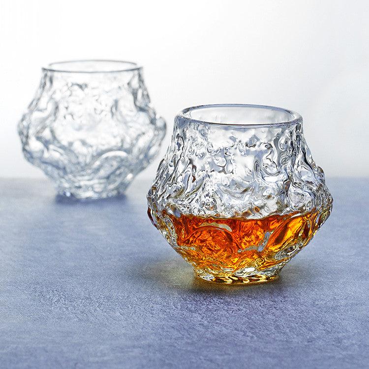 Japans Whiskyglas Handgemaakt Hittebestendig Glas 380ml Meteoor Design voor Premium Whisky Sake Cocktails Spiritualiën Luxe Drinkglas met Houten Kist Geschenkverpakking | Sansoti