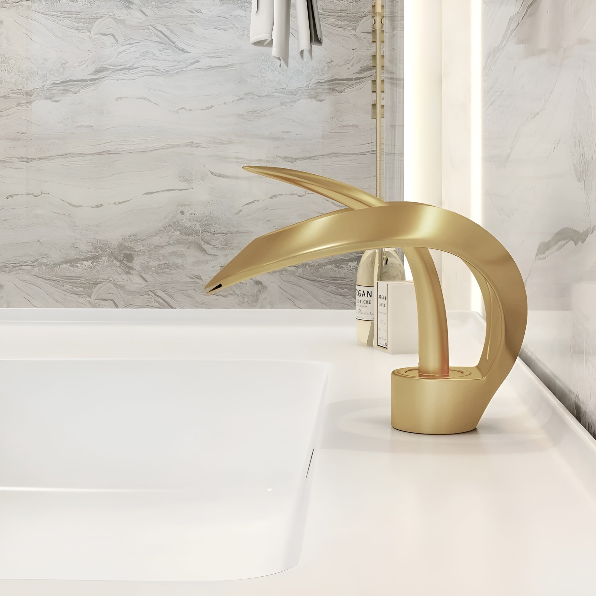 Waschtischarmatur Design Wasserfall Mischbatterie Messing Modern | Restfield