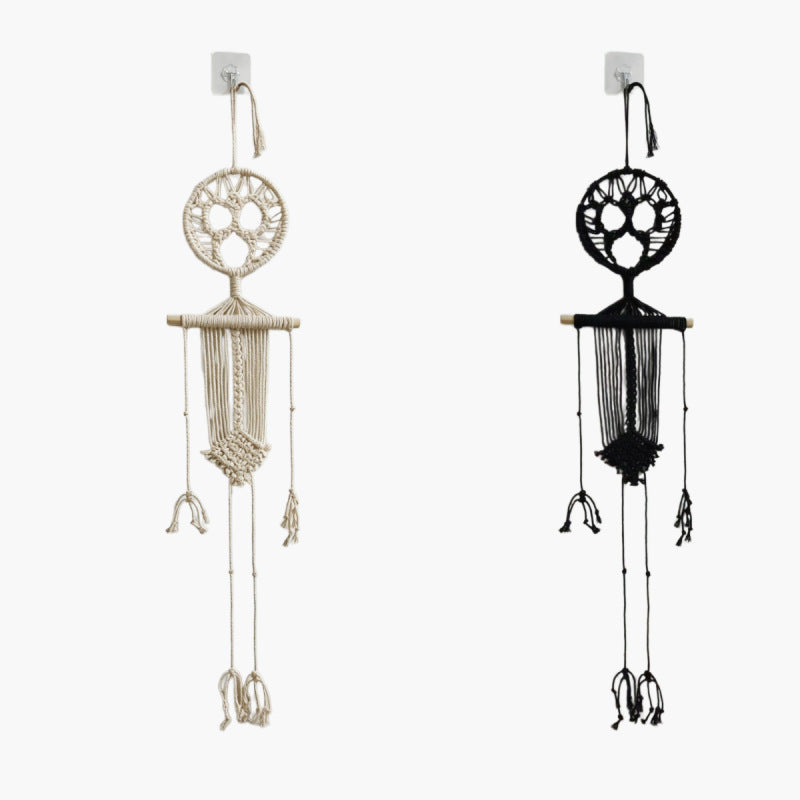 Macramé Wanddecoratie Skelet Zwart Wit 2 Stuks Bohemian Gothic Stijl Wand Hangers Decoratief Halloween | Sansoti