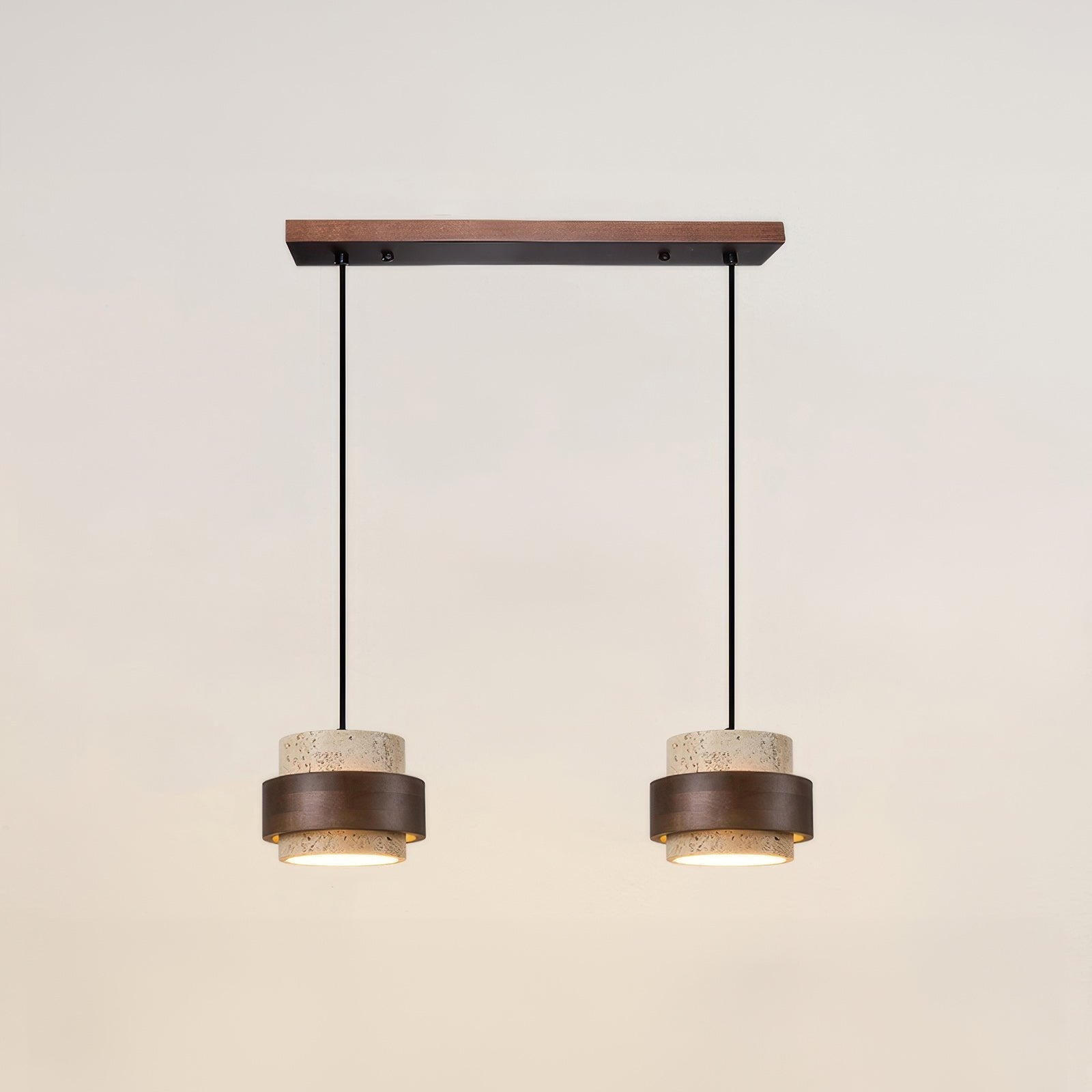 Ascend Retro Stein Wabi-Sabi Hängelampe Travertin Holz LED GX53 Esszimmer Beleuchtung Modern Minimalistisch | Restfield