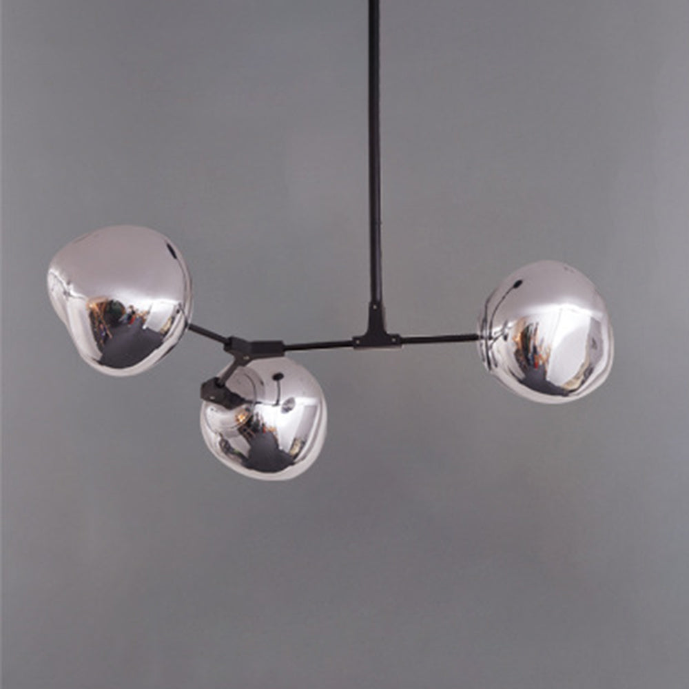 Glazen Hanglamp met Bollenkap 3-Lichts Modern Metalen Armatuur Warmwit Licht Woonkamer Eetkamer Pendellamp | Sansoti