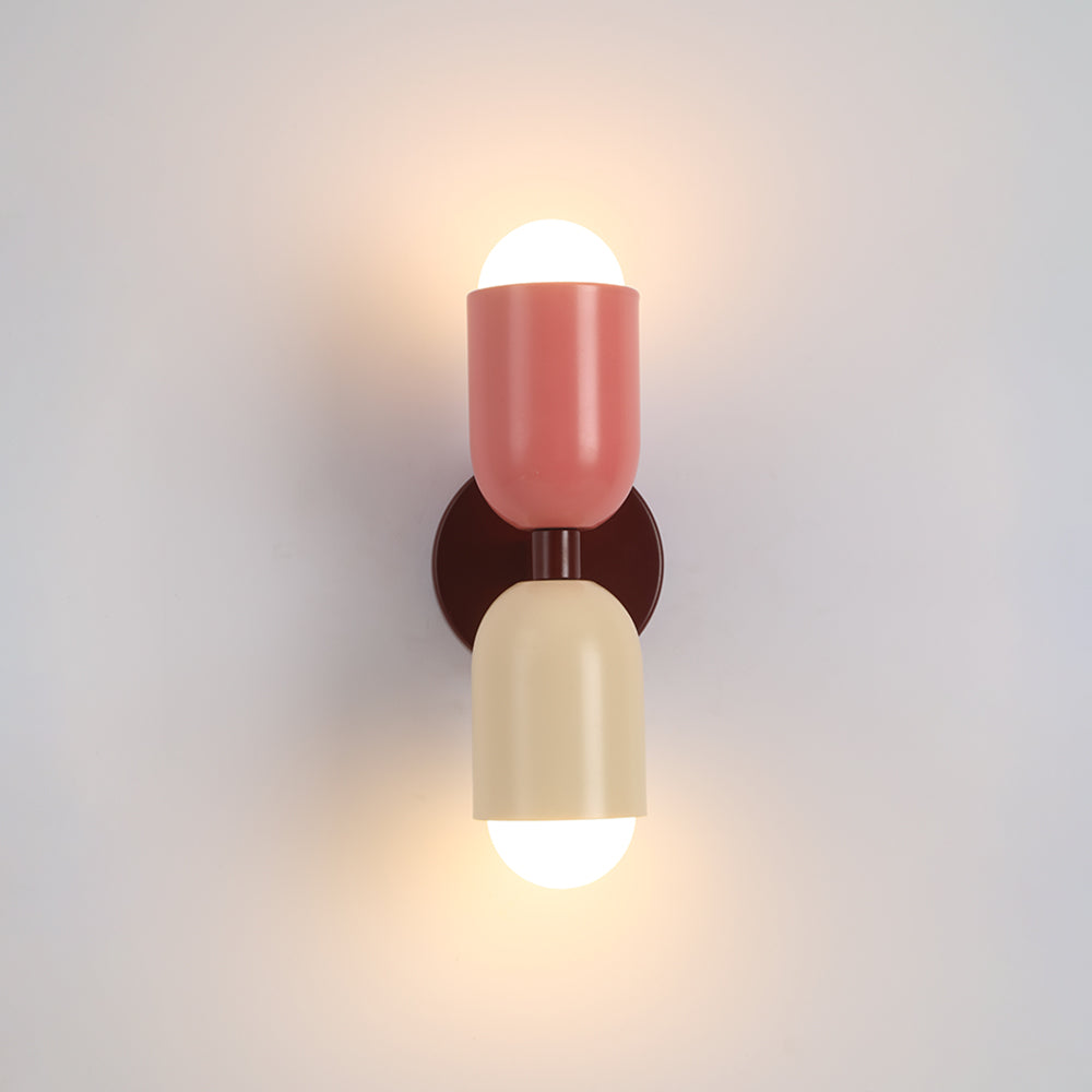 Moderne Metall-Wandleuchte LED Duo mit farbenfrohem pulverbeschichtetem Design für Schlafzimmer und stimmungsvolles Wohnzimmer | Sansoti