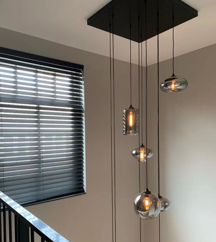 Spiraalvormige Hanglamp met Glazen Bollen voor Trappenhuis Hoge Ruimtes Dimbaar E14 Modern Design Woonkamer | Sansoti