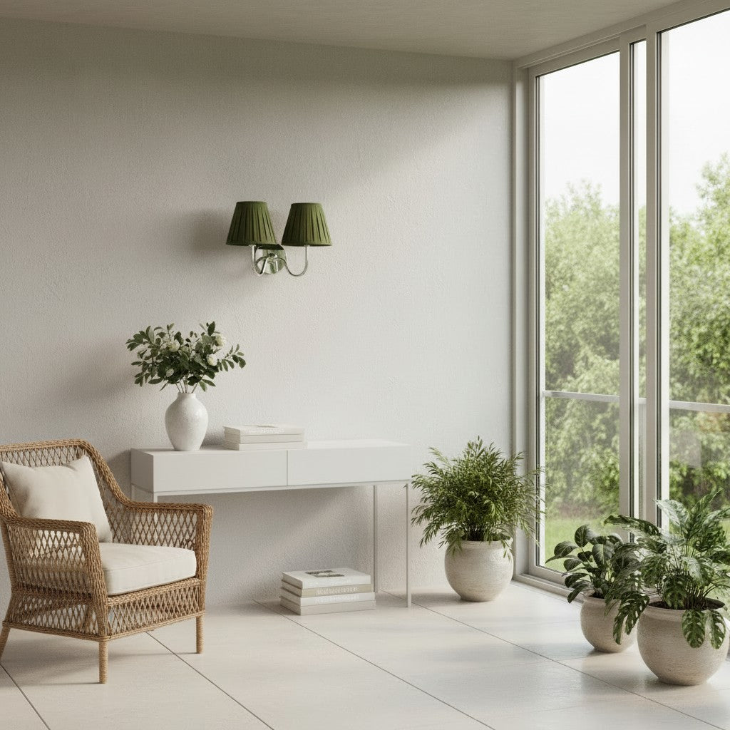 Wandlamp met Geplisseerde Stoffen Kap – Klassieke Verlichting voor Slaapkamer en Woonkamer | Sansoti