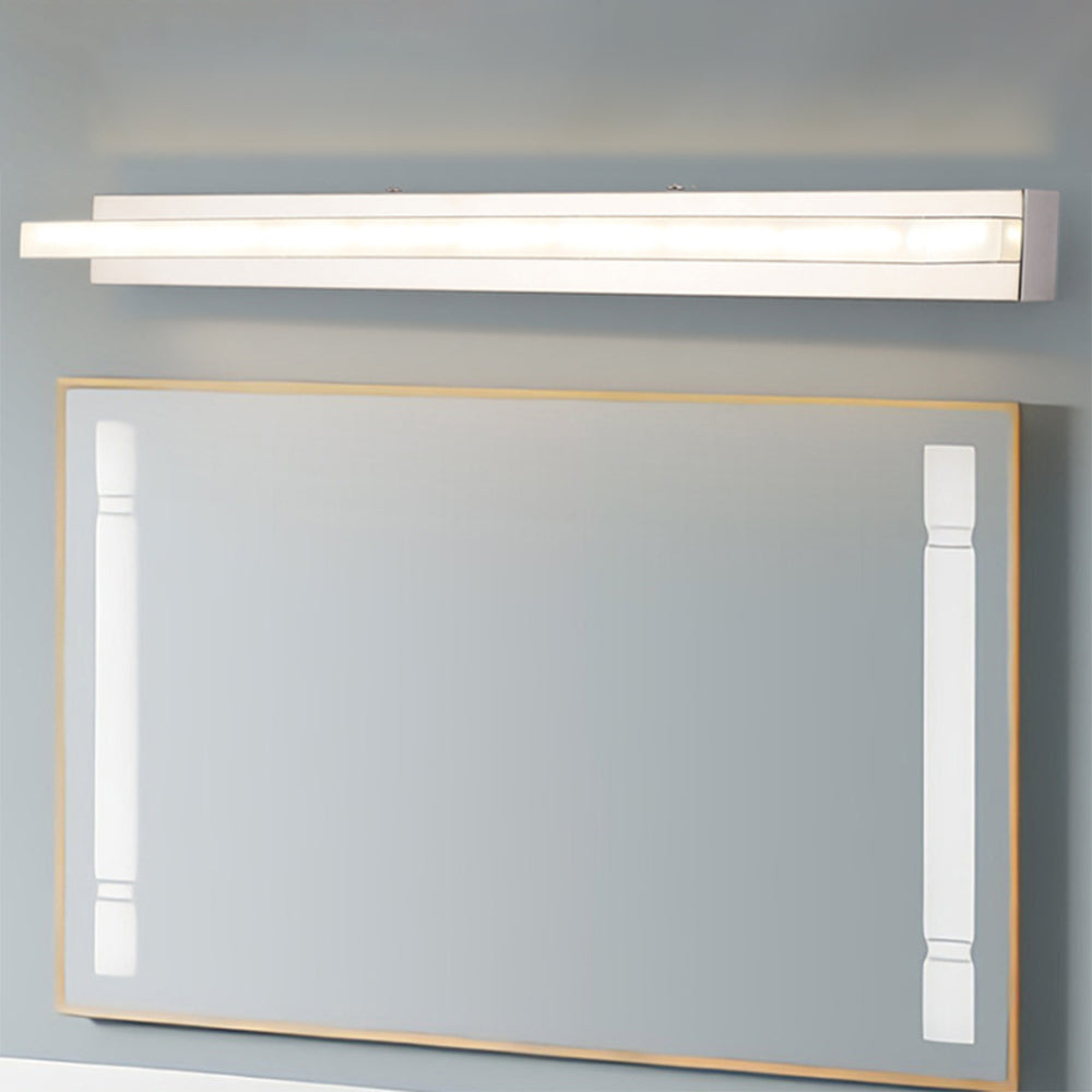 Rectangular White LED Wall Light for Bathroom Mirror, Metal, Acrylic, Modern Mirror Lighting, Splash-Proof IP44 | Sansoti