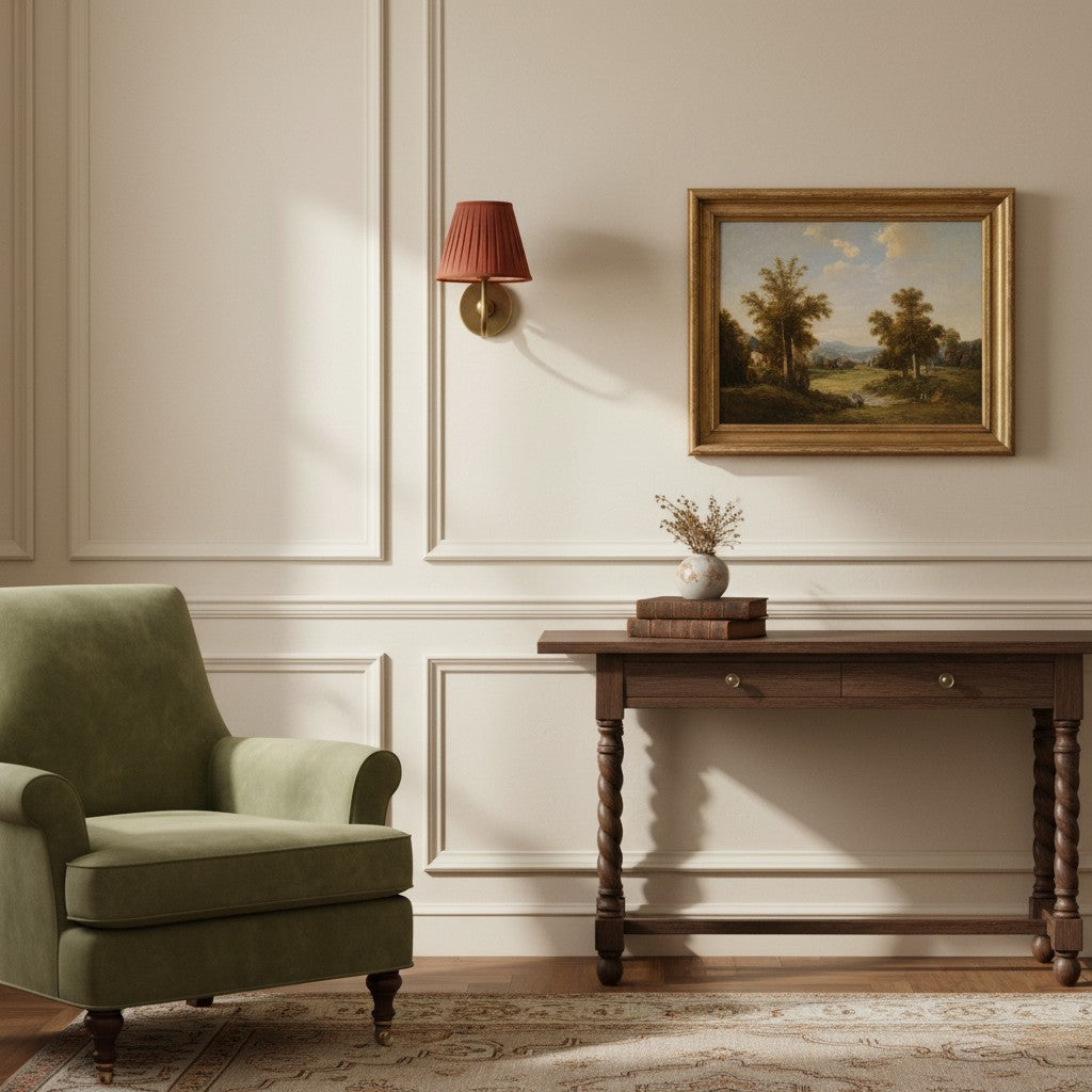 Wandlamp met Geplisseerde Stoffen Kap – Klassieke Verlichting voor Slaapkamer en Woonkamer | Sansoti