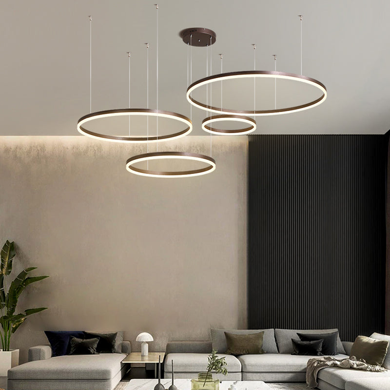 Hängeleuchte Ring LED Rund Metall Schwarz Gold Kaffee Dimmbar Wohnzimmer Schlafzimmer Esszimmer | Restfield