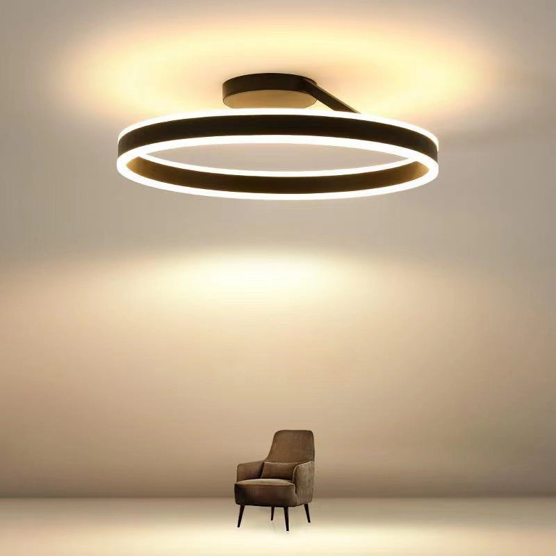 Deckenleuchte LED Ring Metall Acryl Schwarz Weiß Dimmbar Wohnzimmer Schlafzimmer 50cm | Restfield