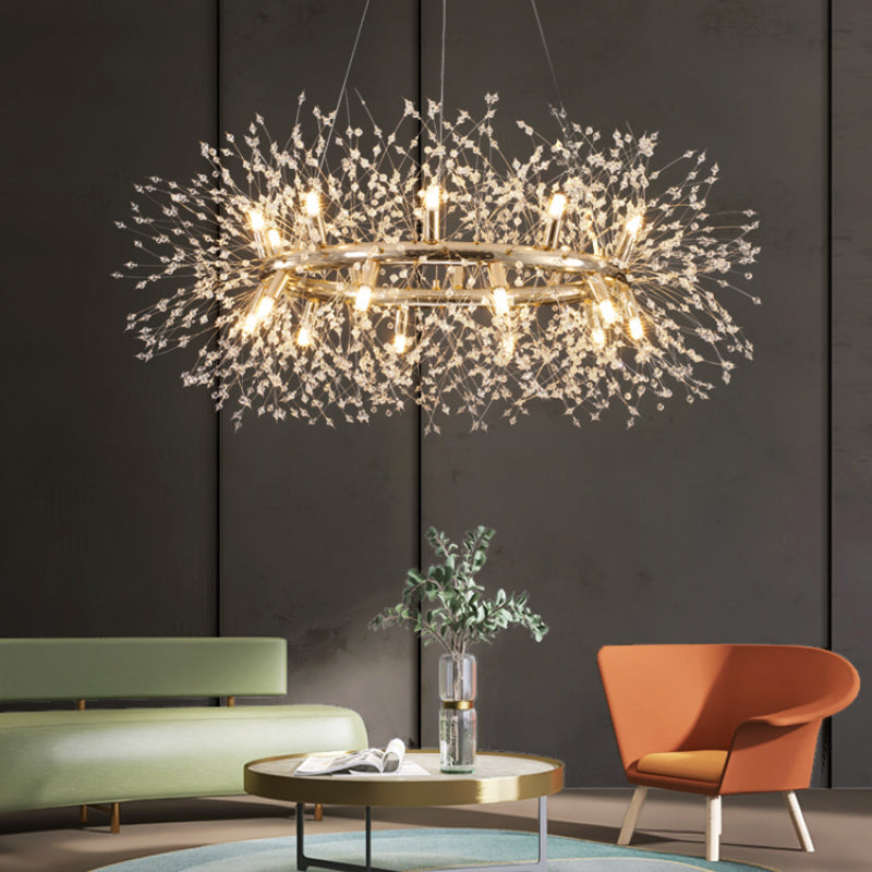 Hängeleuchte Kristall Metall Goldfarben Modernes Design LED E27 Wohnzimmer Esszimmer Stimmungsvolle Beleuchtung | Sansoti
