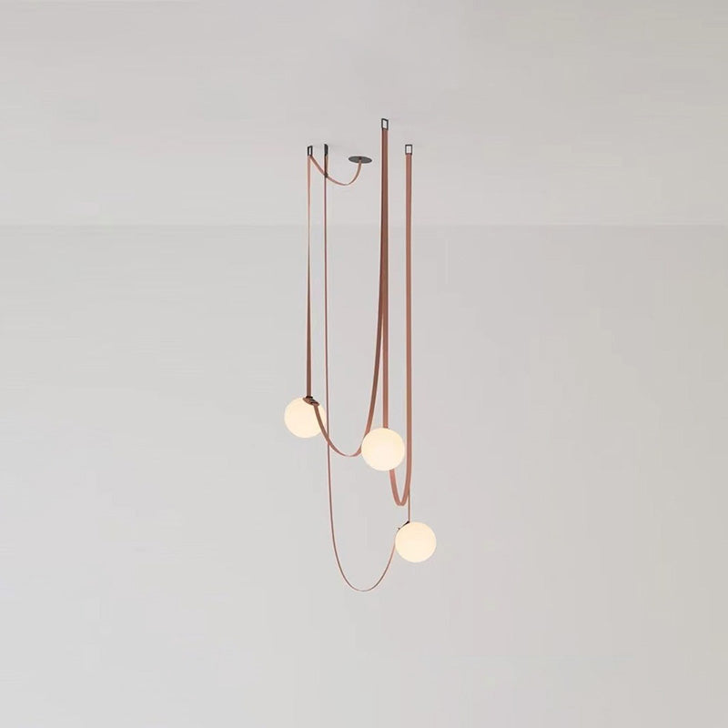 Hanglamp Leer Glas Bollen Luxe Verstelbaar Warm Wit Woonkamer Eetkamer | Sansoti