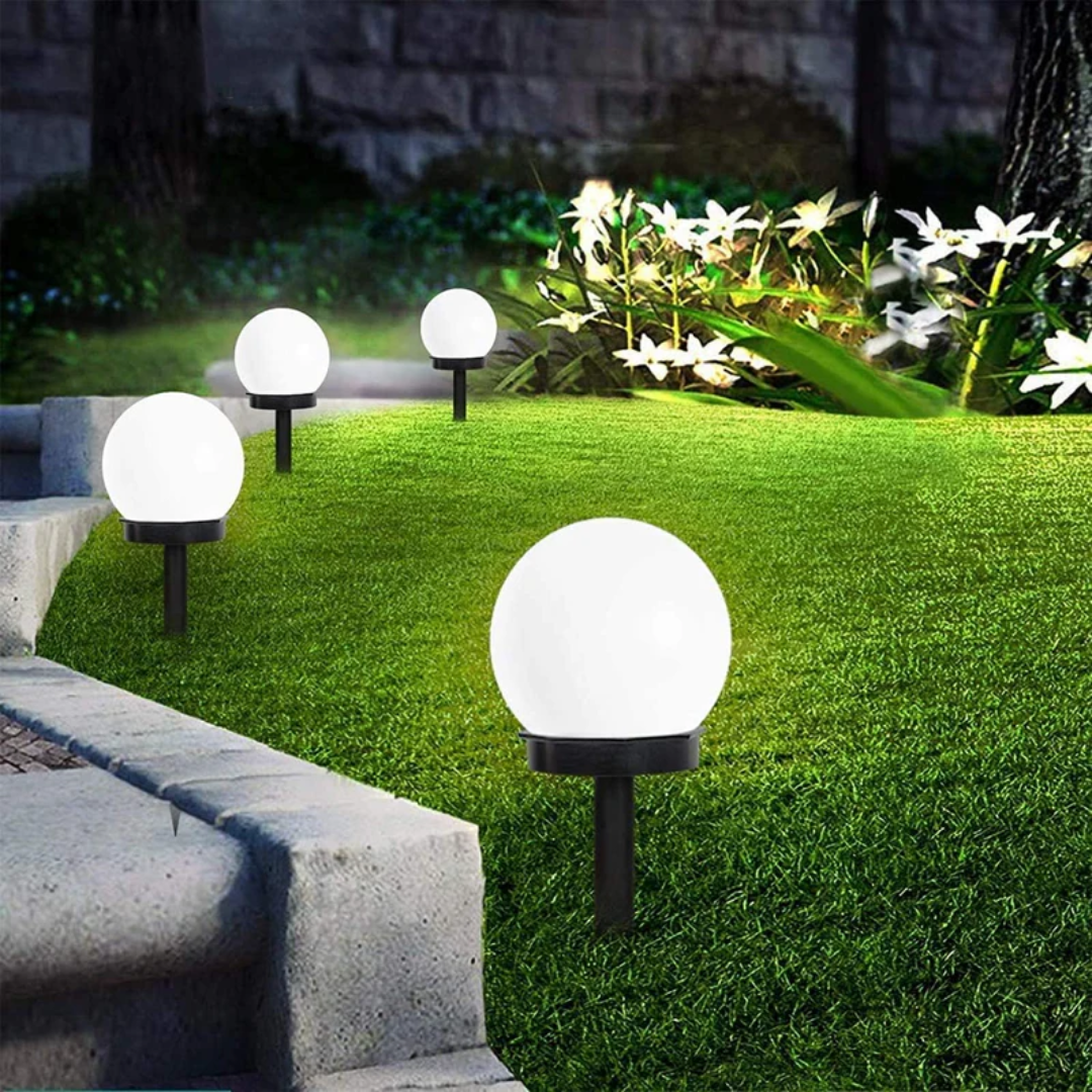 Ensemble de 3 lampes solaires étanches pour jardin avec design sphérique pour allée, pelouse et terrasse | Restfield