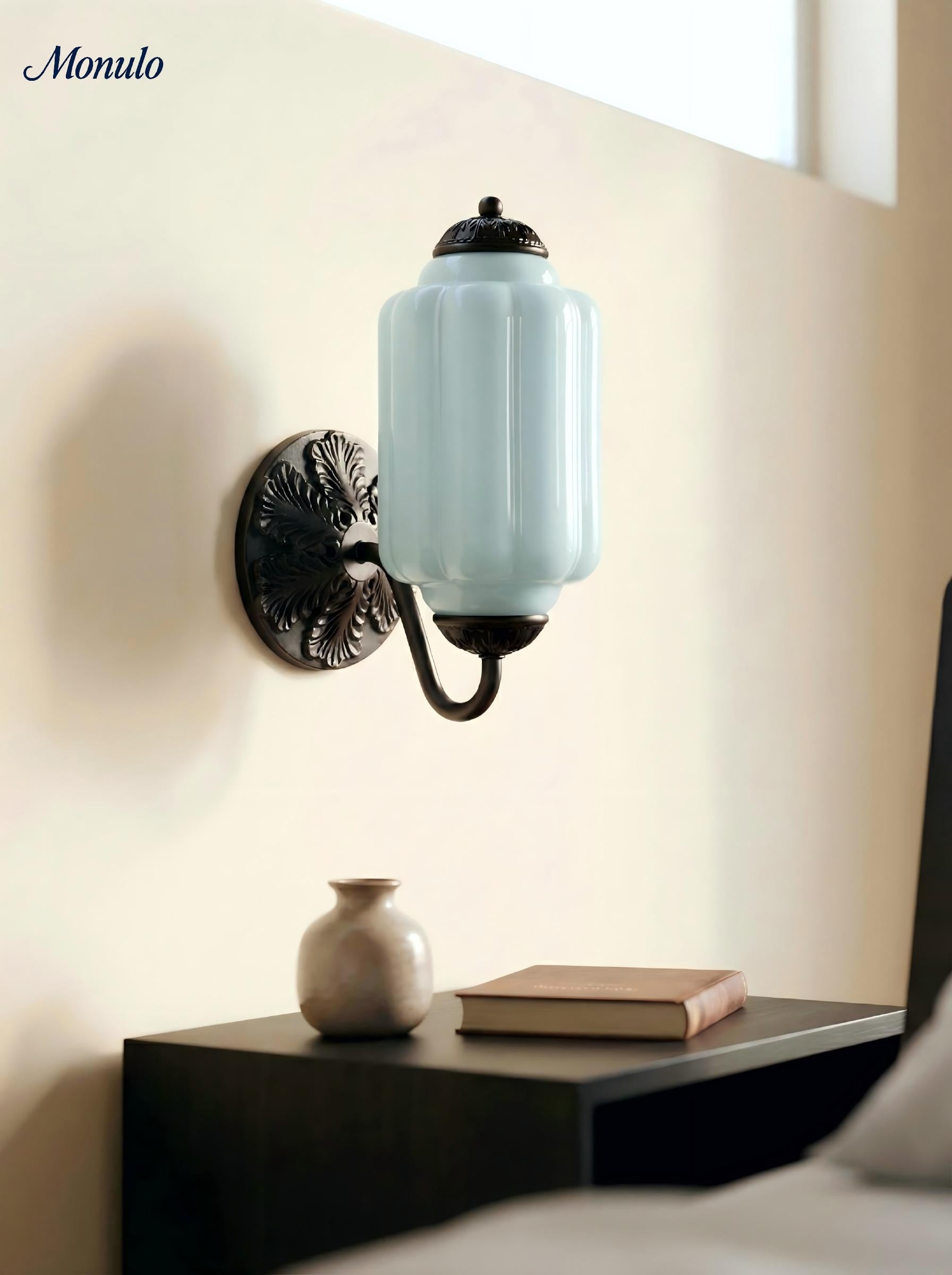 Melkglazen Wandlamp Eloise voor Hal en Slaapkamer | Vintage Wandverlichting met Melkwit Glas | Sansoti