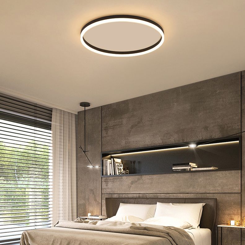 Moderne ringförmige LED-Deckenleuchte aus schwarzem Metall, Design, Wohnzimmer, Schlafzimmer, dimmbare Lichttemperatur | Sansoti