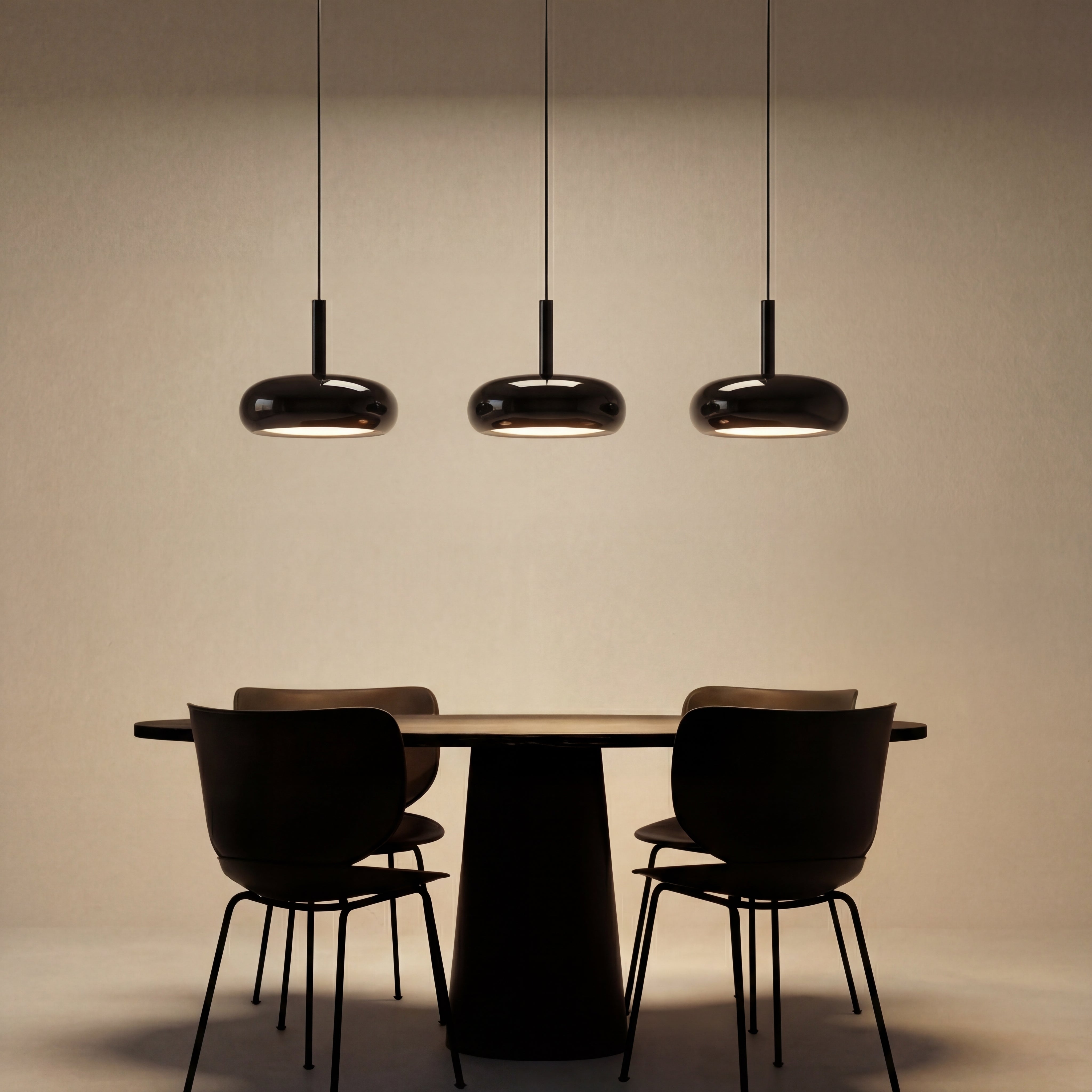 Suspension triple pour îlot de cuisine verre & fer LED réglable design moderne surface d’éclairage 15m² | Sansoti