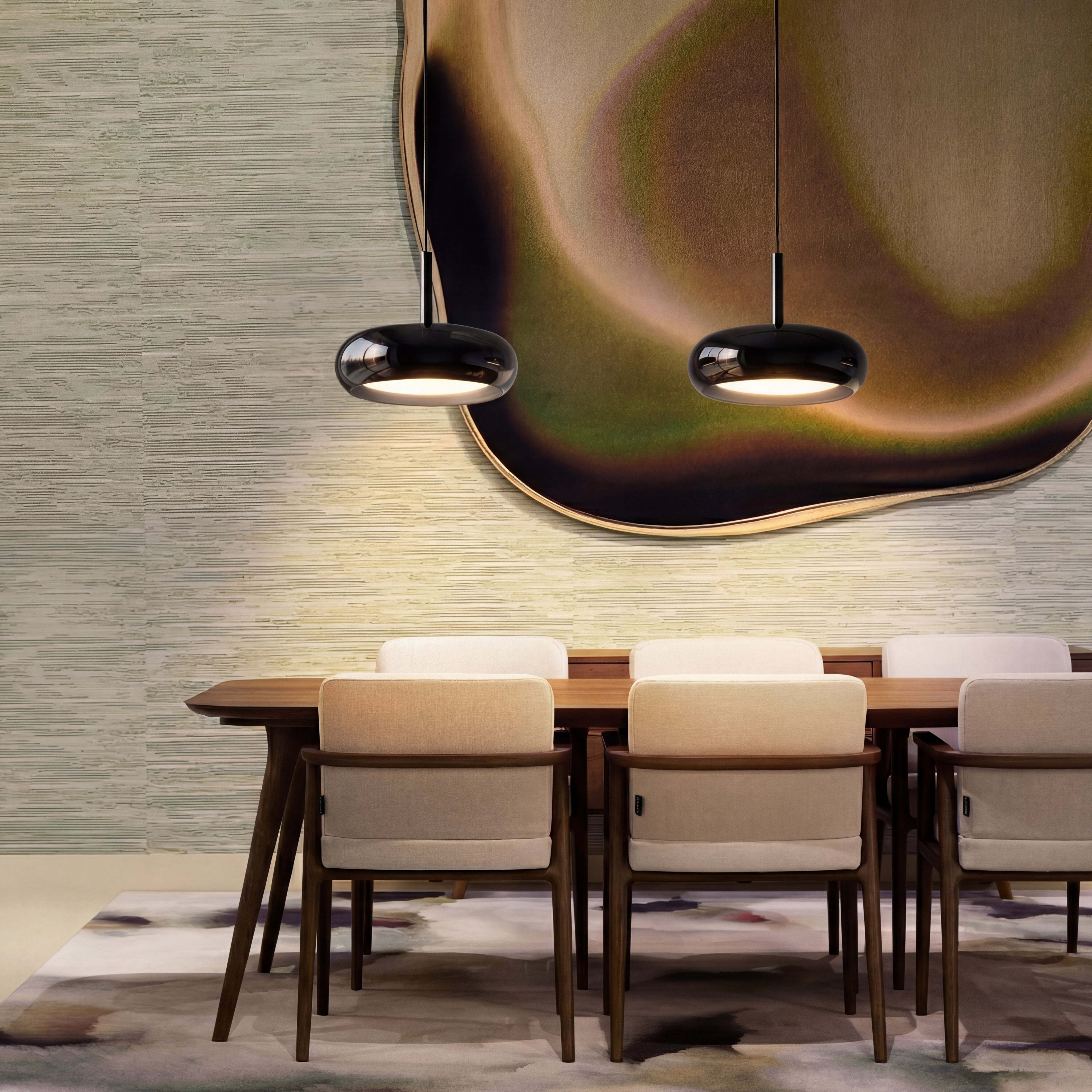 Suspension triple pour îlot de cuisine verre & fer LED réglable design moderne surface d’éclairage 15m² | Sansoti