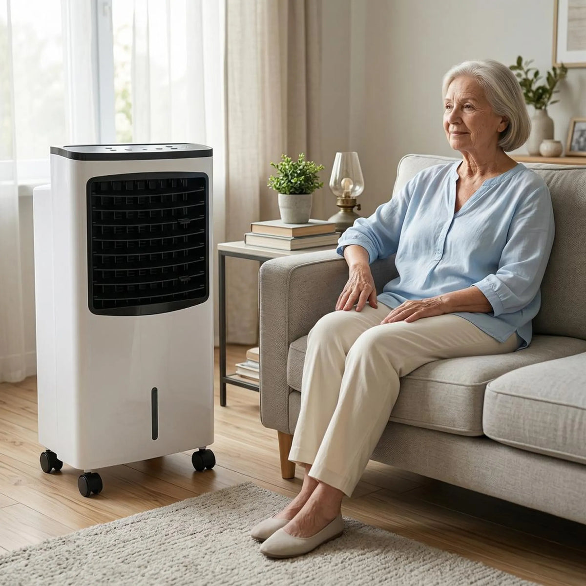 Portable Evaporative Cooler with Remote Control & Ion Filter for a Cool, Fresh Indoor Climate at Home or in the Office | Sansoti