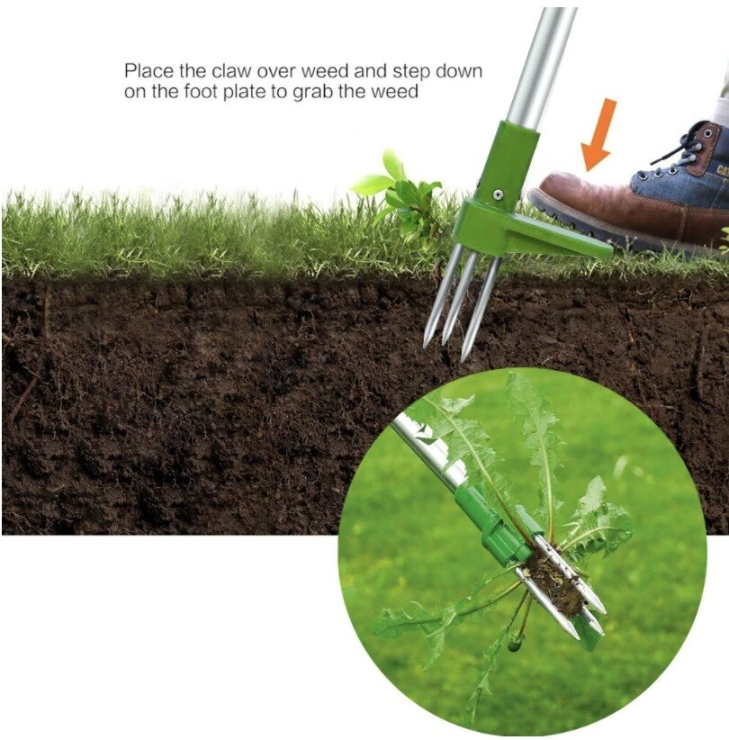 Stojący system do usuwania chwastów 100cm, teleskopowe narzędzie ogrodowe, przyjazny dla pleców, wyrywacz chwastów z korzeniami | Sansoti