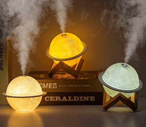 Lampe de chevet en forme de lune avec humidificateur d’air de 880 ml, densité de brume réglable, couleurs changeantes, pour la chambre | Sansoti