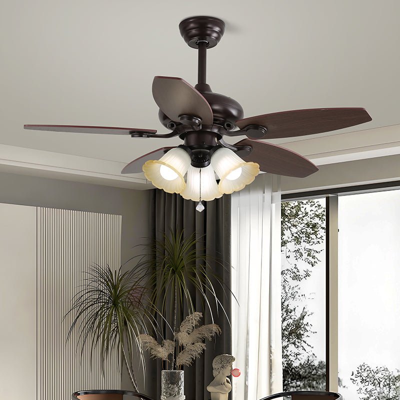 Plafondventilator met Verlichting en Afstandsbediening Klassiek Hout en Glas Ø107cm | Sansoti