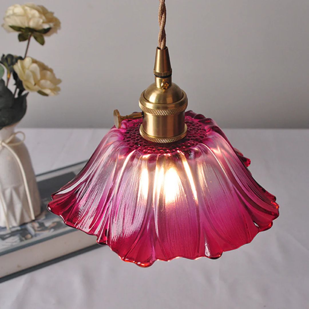 Sansoti | Cullivan Bloemvormige Hanglamp – Glazen Hanglamp met Gouden Fitting voor Woonkamer & Eetkamer