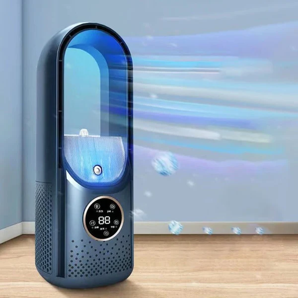 Portable Bladeless Humidifier with Quiet Operation for Home and Office – Compact USB Cooling Fan with 6 Speeds and Timer – Energy-Saving Personal Air Conditioner for Workplace and Bedroom | Sansoti