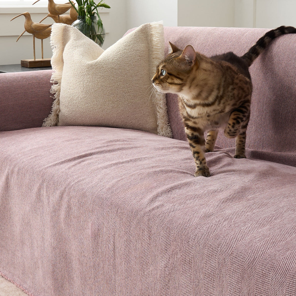 Fischgrätstruktur Sofabezug Haustierfreundlich Wasserabweisender Möbelschutz Textilgewebe Sofa Cover | Sansoti