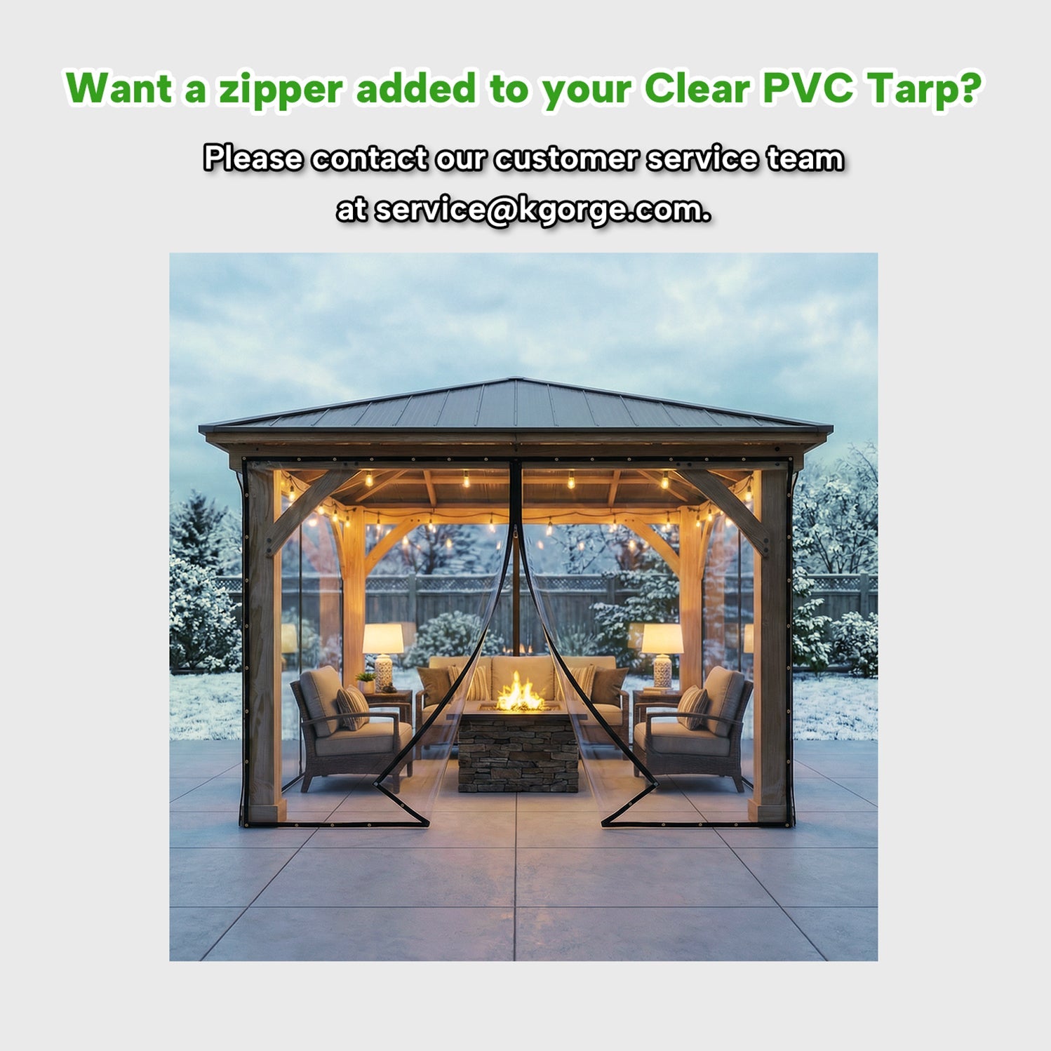 Transparent PVC Terrace Screen 0.35mm Thick Waterproof Windproof with Eyelets | Cover for Canopy Gazebo Veranda | Sansoti