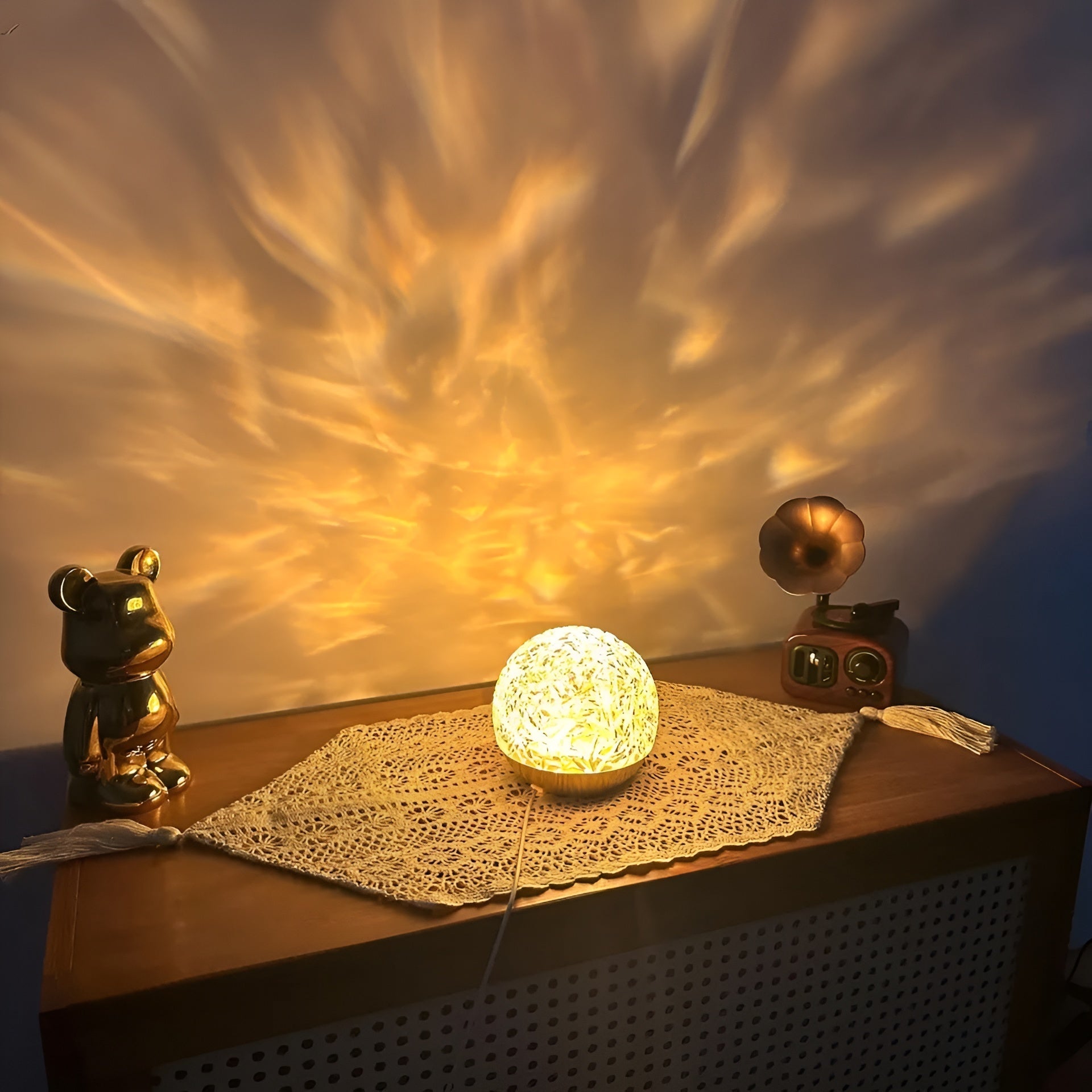 Lampe projecteur Projection d'ondes 360° Pivotante Dimmable USB Chambre Éclairage d'ambiance Boule de cristal Mur Plafond | Restfield