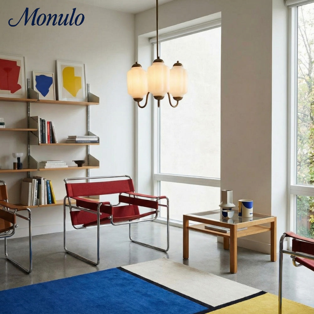 Vintage Melkglazen Hanglamp met Gegolfde Rand – Scandinavische Sfeerverlichting voor Keuken en Slaapkamer | Sansoti