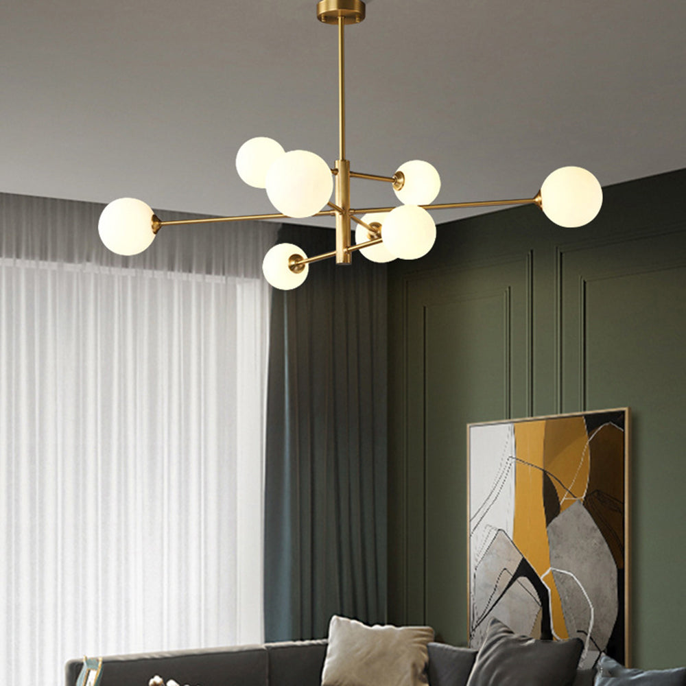 Hanglamp Glas Bollen Modern Zwart Koper 6/8-Lichts G9 Verlichting | Sansoti
