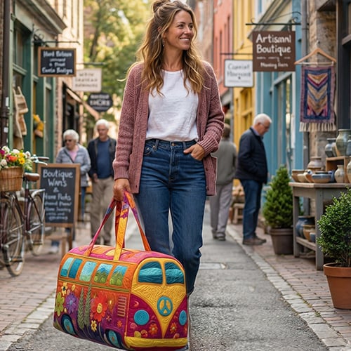 Quilted Travel Bag with Floral Pattern 45.5x22.5x22.5 cm Carry-On Weekend Bag Foam Protection Duffel Bag | Sansoti