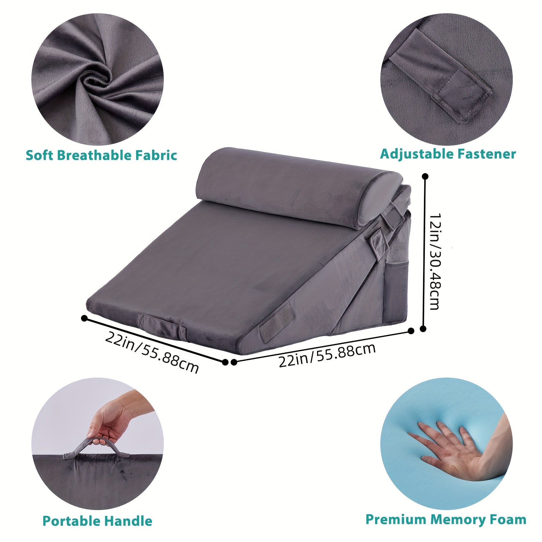 Verstelbaar Wigkussen voor Bed – Premium Memory Foam Ondersteuning Rug Benen Knieën Herstel | Sansoti