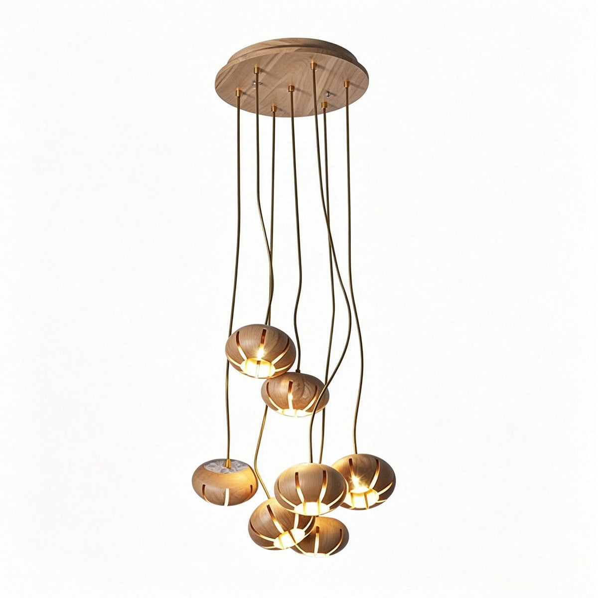 Wooden Cluster Chandelier with Multiple Lights Ceiling Lamp for Dining Room Bedroom Living Room Lighting | Sansoti