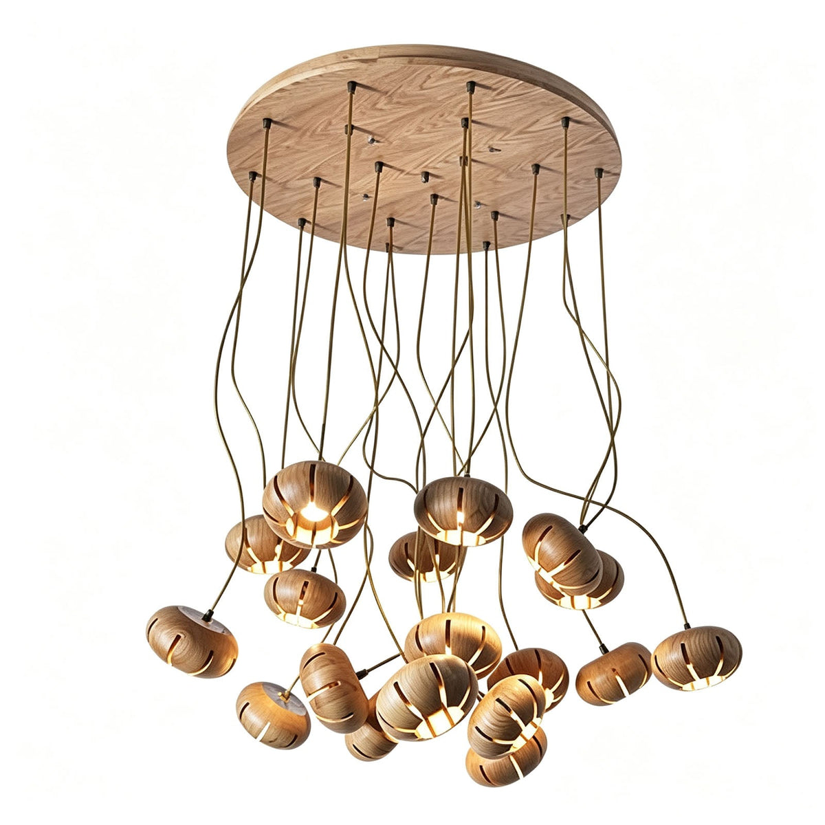 Wooden Cluster Chandelier with Multiple Lights Ceiling Lamp for Dining Room Bedroom Living Room Lighting | Sansoti