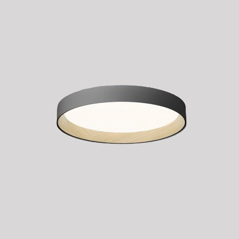 Modern Round LED Ceiling Light Metal Acrylic White Grey Black Dimmable Scandinavian Bedroom Interior | Sansoti