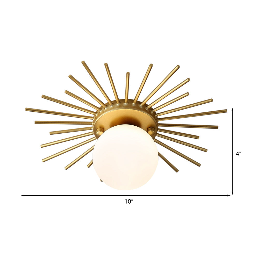 Glazen Plafondlamp Bol Matglas Minimalistisch Goud 25 cm 1 Lichtpunt Scandinavisch Design | Sansoti