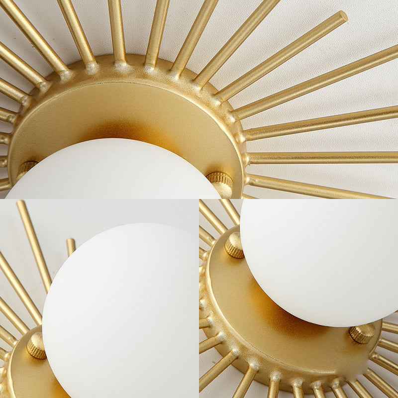 Glazen Plafondlamp Bol Matglas Minimalistisch Goud 25 cm 1 Lichtpunt Scandinavisch Design | Sansoti